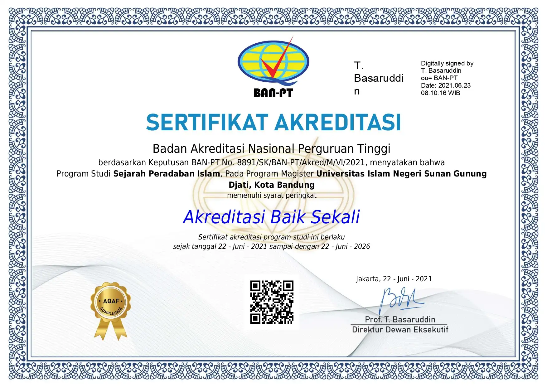 Sertifikat Akreditasi SPI Aktif